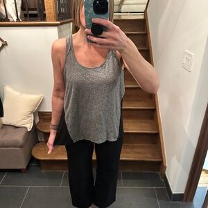 Express Heathered Gray and flowy black Tank Top